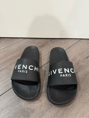Givenchy Black Slides with White Logo